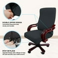 thumbnail image 3 of PiccoCasa Stretch Office Chair Cover Jacquard Stripe Computer Chair Protector, Large, Gray, 3 of 6