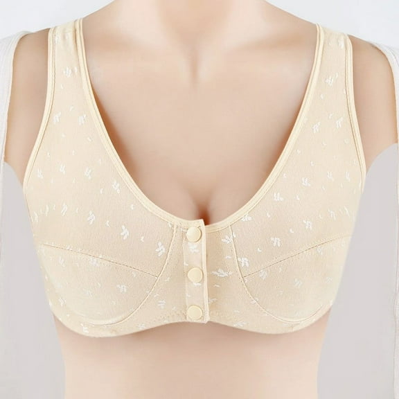 Gapacks Women's Cotton Front-Closure Bra, Beige, Size 36 - Hypoallergenic, Breathable, Comfortable for Everyday Wear & Sensitive Skin