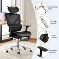 thumbnail image 5 of Ergonomic Mesh Office Chair with Footrest, Adjustable Armrests, Dynamic Lumbar Support, Recline & Tilt Function, High Back Design, Rolling Caster Computer Chair for Home Office, Black, 5 of 8