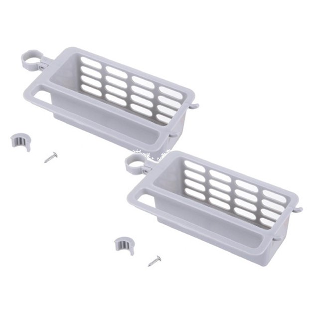 Oleegame 2PC Shower Soap Dish With Hook Kitchen Drainage Shelf Multifunctional Dishwashing Sponge Storage Rack Gray