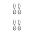 thumbnail image 4 of Jumpingount 2X pendiente de perla pendiente de oreja joyería de moda mano de obra fina adorno a prueba de herrumbre dulce regalo señora Gris 2piezas, 4 of 6