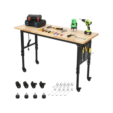 OLBRUS 48 Adjustable Workbench With Power Outlet, Heavy Duty 2000 LBS Load Capacity Hardwood Workbench Suitable OLBRUS 48 Adjustable Workbench With Power Outlet, Heavy Duty 2000 LBS Load Capacity Hardwood Workbench Suitable