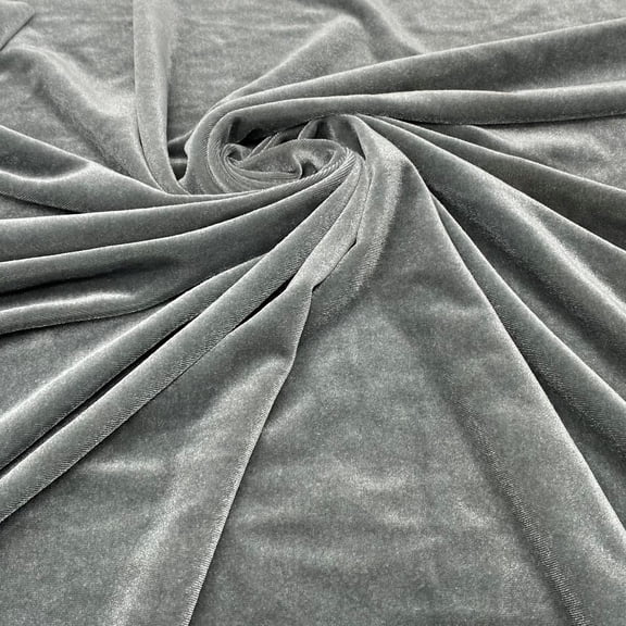 Silver Grey Stretch Velvet Solid