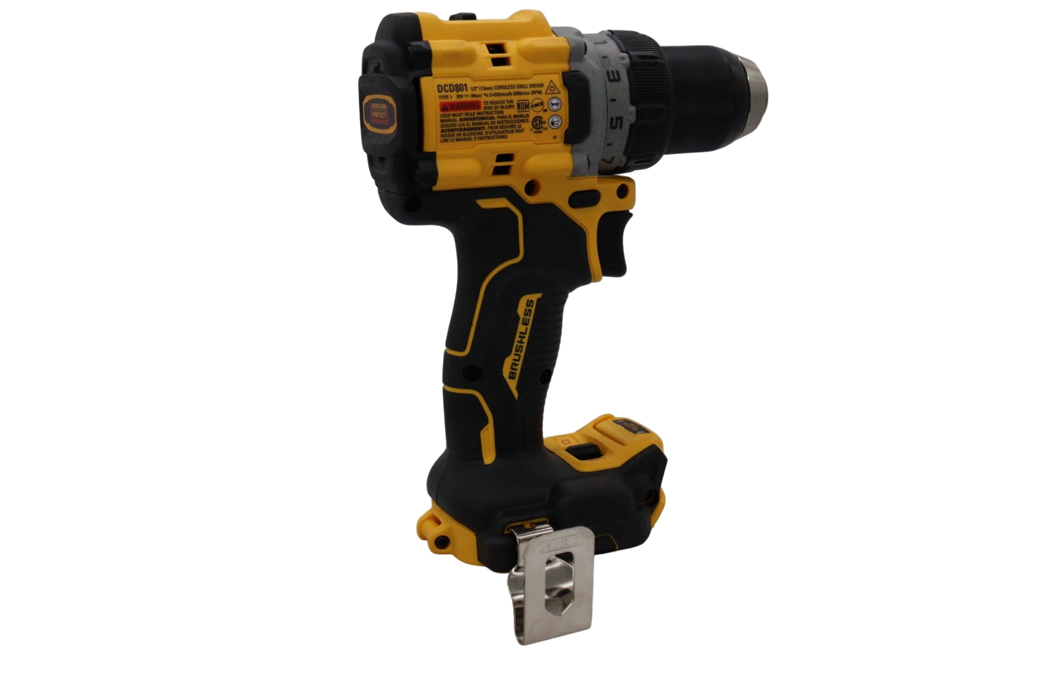 DEWALT 20V MAX XR Brushless Cordless 1/2 in. Drill/Driver Kit - Powerful 1050 UWO, Anti-Rotation Control, 2-Speed, Tool Only (DCD801B) - Battery & Charger Not Included
