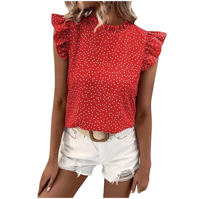 Tops Cortos para las Mujeres Manga de Herradura Impresa Manga Corta Cuello Redondo, Top de Moda para Primavera Verano Casual
