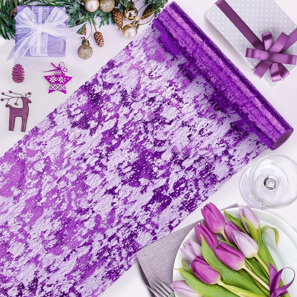 Camino de mesa de malla estampada, material de decoración para fiestas navideñas, bodas, camino de mesa dorado de lujo ligero