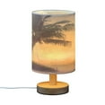 thumbnail image 2 of Retro Palm Tree Landscape Bedside Table Lamp LED Desk Lamps with USB Charging Port Cylinder Retro Warm Lights for Bedroom Living Room Coffee Bar Decoration, 2 of 7