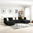 thumbnail image 3 of Marigold Black Velvet U-Shaped Double Chaise Sectional Sofa Gold or Silver Legs, 3 of 9