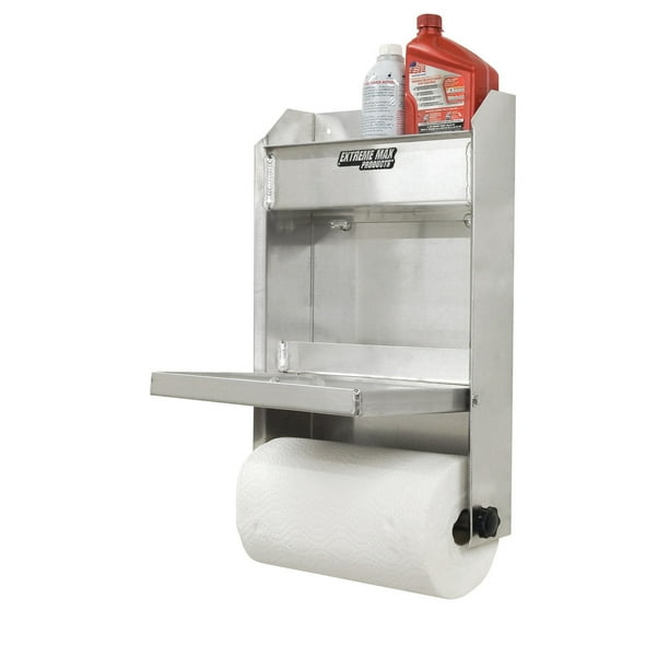 Extreme Max 5001.6053 Junior Aluminum Work Station Storage Cabinet Flip Out Work Tray with Paper Towel Rack Organizer for Enclosed Race Trailer Shop Garage Storage Walmart Business Supplies