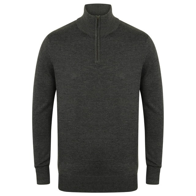 Henbury Hommes 1/4 Zip Manches Longues Pull