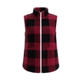 thumbnail image 5 of Kinrui Women's Plaid Fleece Vests Tops Zip Up Collarless Sleeveless Fall Jacket Lightweight Fuzzy Outerwear with Pockects Red XL, 5 of 6