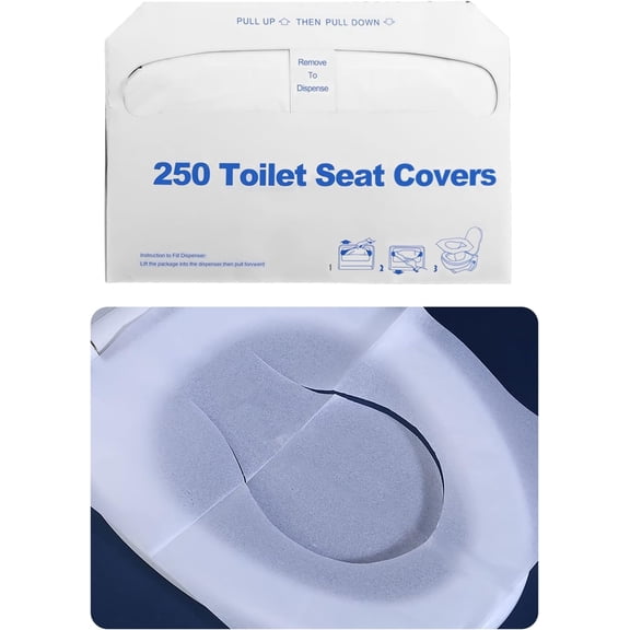 Toilet Seat Covers Disposable, 250 Pcs Flushable Disposable Toilet Seat Covers, Half-Fold Paper Toilet Liners for Travel, Airplane, Public Restrooms, Road Trips, Camping, Potty Training