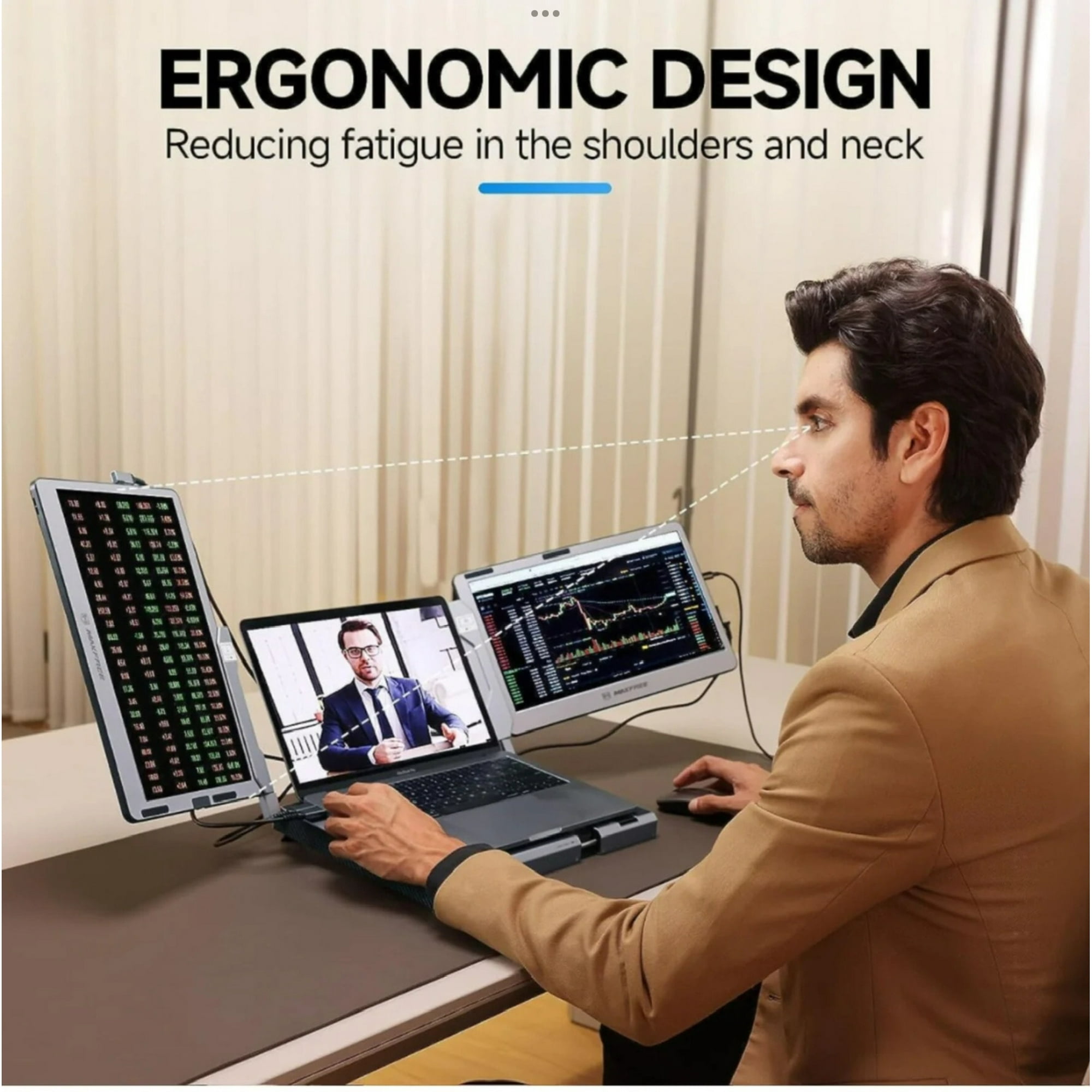 TUTT 14'' Portable Dual Laptop Monitor Triple Screen Extender