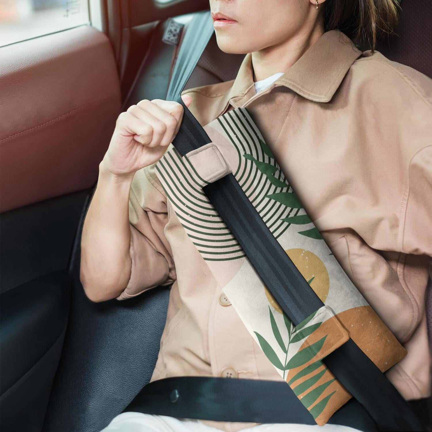 Universal Recovery Seat Belt Pillow For Mastectomy & Heart Surgery (Earthy)