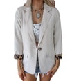 thumbnail image 3 of Blazer con solapa y puños de leopardo, blazer de mujer con cuello de solapa abierto al frente Blazer con cuello de solapa abierto al frente Valor excepcional, 3 of 5