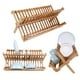 thumbnail image 4 of Escurridor de platos plegable de bambú de de doBle nivel para cocina, 4 of 7