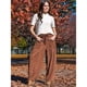 thumbnail image 4 of Pantalones de para Mujer, Estilo Holgado, de Pierna , Informales, con Cintura Elástica, Tipo Palazzo y Estilo Harem, con Bolsillos Marrón S, 4 of 8