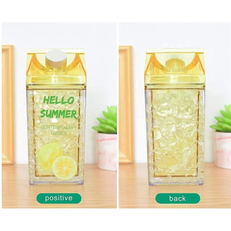 Milk Carton Water Bottle, Kids Water Bottle With Leak Proof Lids And