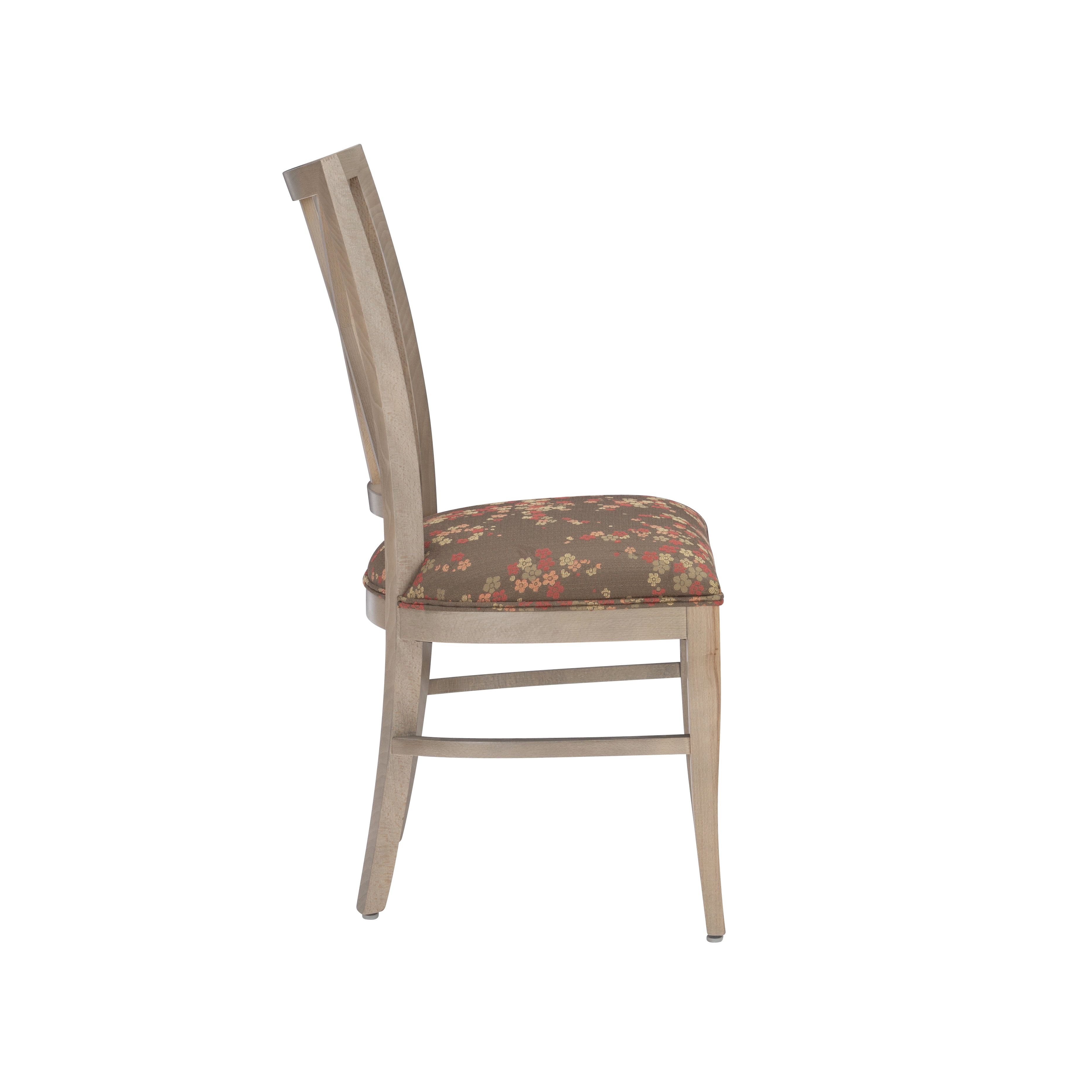 Linon Tanlsey Upholstered Dining Chair, Set of 2, Natural with Brown and Multicolor Flower Pattern Fabric