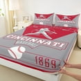 thumbnail image 3 of jejeloiu Cincinnati Full Size Sheets,Ball Game Lover Bed Sheets,Baseball Sport City Sheet Sets For Children,Super Cozy Room Decor,4-Piece, 3 of 6