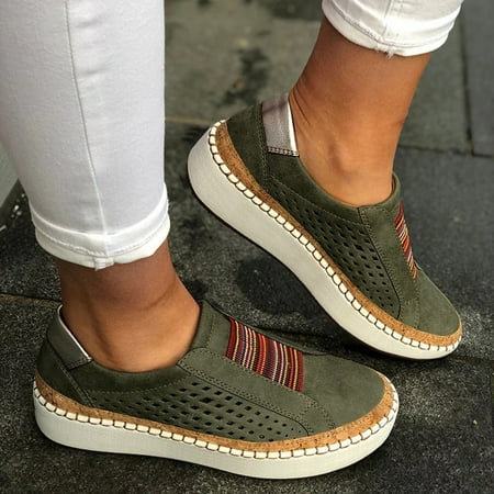 

ZTTD Women s Fashion Casual Hollow-Out Round Toe Slip On Shoes Thick Bottom Sneakers