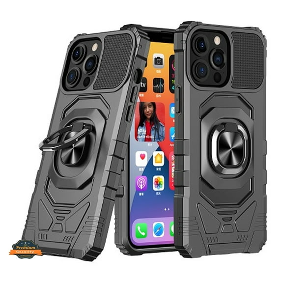 Xpression Cover for Apple iPhone 14 Plus (6.7") Armor Hybrid Stand Ring TPU Rugged Protective [Military-Grade] Magnetic Car Ring Holder Phone Case - Black