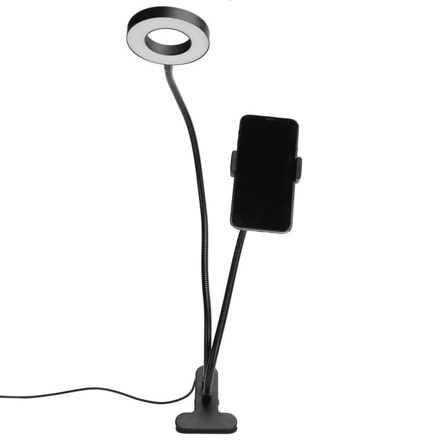 LAFGUR 2in 1 LED Selfie Light With Cell Phone Holder Adjustable Desk Lamp
