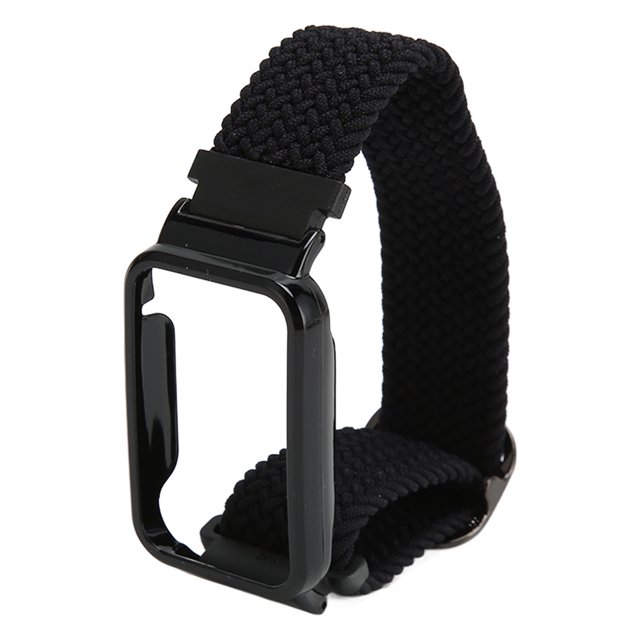 Correa trenzada para Mi Band 7 Pro, correa elástica ajustable de nailon con marco protector y funda negra.