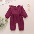 thumbnail image 3 of FRSASU Kids Jumpsuit Clearance,Infant Baby Girls Long Sleeve Solid Bow Romper Jumpsuit, 3 of 9