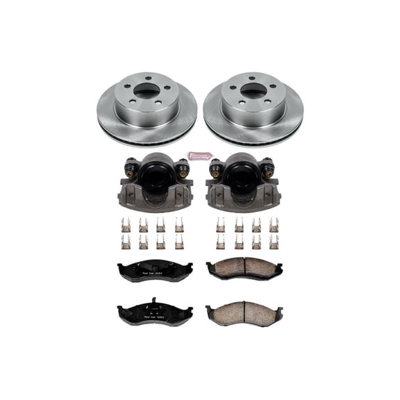 PowerStop Front Stock Replacement Brake Pad and Rotor Kit with Calipers Fits: JEEP Select Models KCOE2152