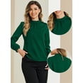 thumbnail image 2 of DARING DIVA Women's Work Office Mock Neck Long Sleeve Blouse XS Dark Green, 2 of 6