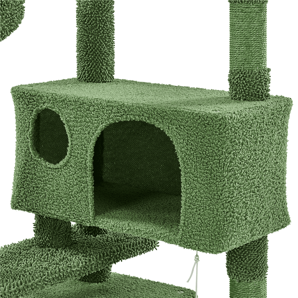 Alden Design 54″ H Cactus Cat Tree with 2 Condos & Scratching Posts, Green/Brown