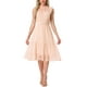 thumbnail image 1 of Vestido de gasa sin mangas para mujer Inspire Chic, con cintura fruncida y estrellas metálicas doradas, vestido de fiesta rosa claro XL, 1 of 6
