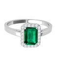 thumbnail image 2 of Mauli Jewels Rings for Women 0.65 Carat Emerald Shape Emerald And Diamond Ring 4-prong 10k White Gold, 2 of 7