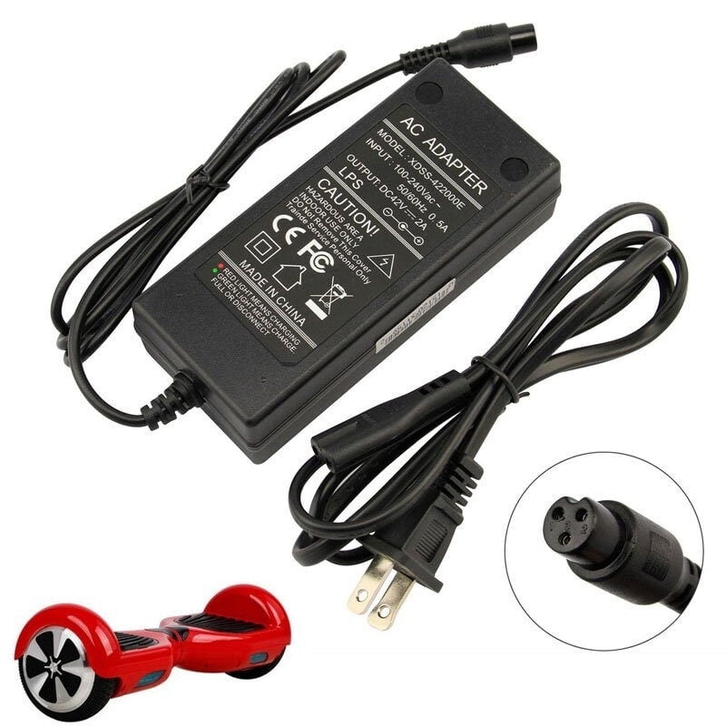 AUST Universal Hoverboard Charger 42V 2A Scooter Charger Power Adapter Charger for 2 Wheel Self Balancing Hoverboard Scooter Black