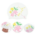 thumbnail image 3 of Unique Bargains 1 Pc Waterproof Morning Glory Pattern Swim Cap White Yellow, 3 of 6