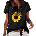 thumbnail image 1 of Moda Mujer Causal Daisy Cuello redondo Blusa estampada Camiseta de manga corta Tops de verano Pompotops  hkajfhjk461260, 1 of 6