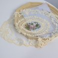 thumbnail image 3 of 2x Cojín de mesa beige claro de tela de encaje bordado ovalado europeo, 3 of 5
