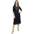 thumbnail image 2 of Bimba Women's Ethnic Black Designer Tunic Indian Kurti Long Blouse Kurta-26, 2 of 7