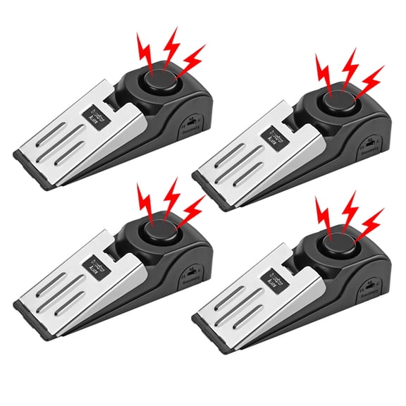 4 Pack Door Stop Alarm, Travel Alarm Essential Travel Safety Equipment 120dB Sound Adjustable Grade Sensitivity for Hotel, Travel Room, Bathroom, Home