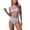 #267-Light Blue, variant on Women's Shirred Bikini Sets Scoop Neck Cheeky Two Piece Swimsuit Stripe Bathing Suit