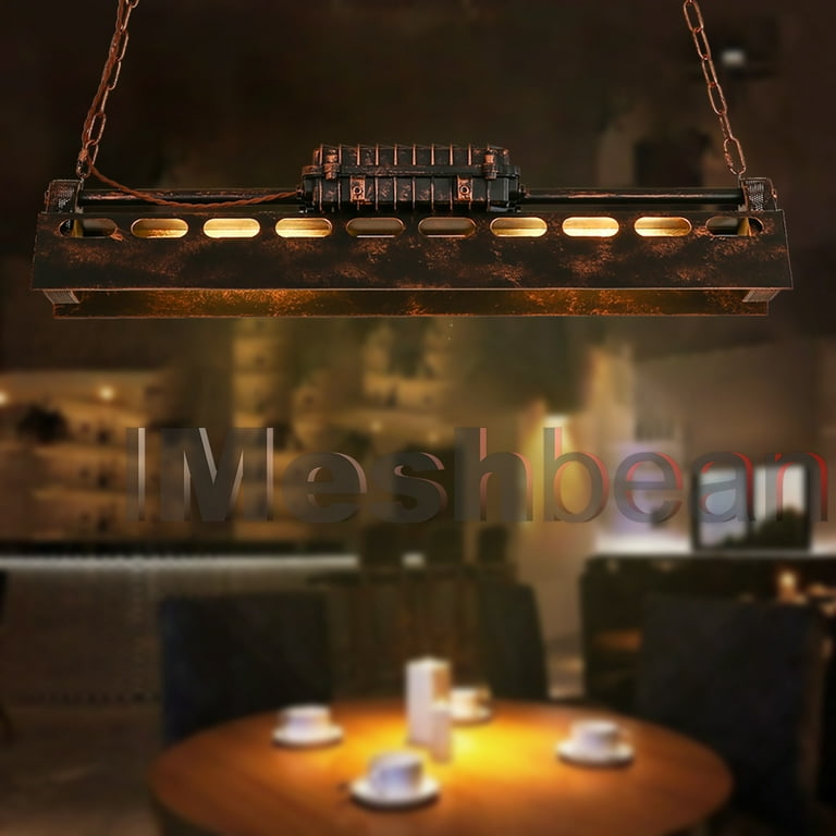 iMeshbean Industrial Steampunk Chandelier Pool Table Ceiling Light Fixture Wrought Iron Pendant Lamp for Bar Kitchen Island Dinging Room