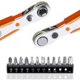 thumbnail image 1 of Ratchet Screwdriver set 13 PCS 110 Mm, 1/4" Mini Ratcheting Wrenches and Screwdriver Bits 12 Model with 1/4 inch Drive High Torque Mini Ratcheting Reversible Offset Screwdriver, 1 of 5