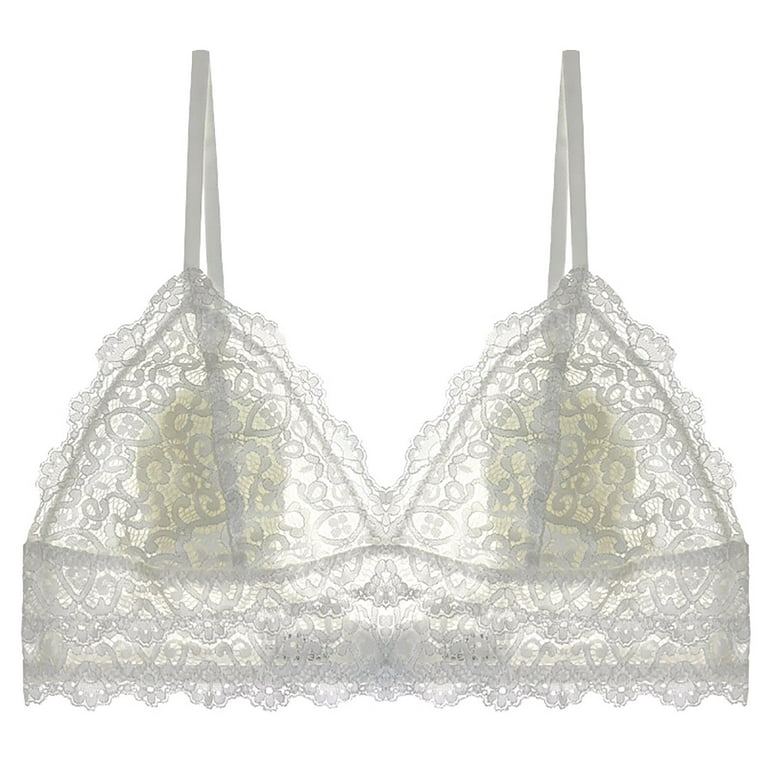 Leonisa Triangle Lace Bralette With Buttonhole Cutout - White M