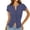 Dark Blue, variant on Women's Short Sleeve Ribbed Knit Button Down Cardigan Top - Casual Slim Fit Crop Shirt for Summer