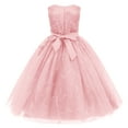 thumbnail image 4 of IBTOM CASTLE Flowers Girls Tulle Lace Dress for Kids Wedding Bridesmaid Pageant Birthday Party Communion Formal Princess Prom Maxi Gown 4-5 Years Pink, 4 of 9