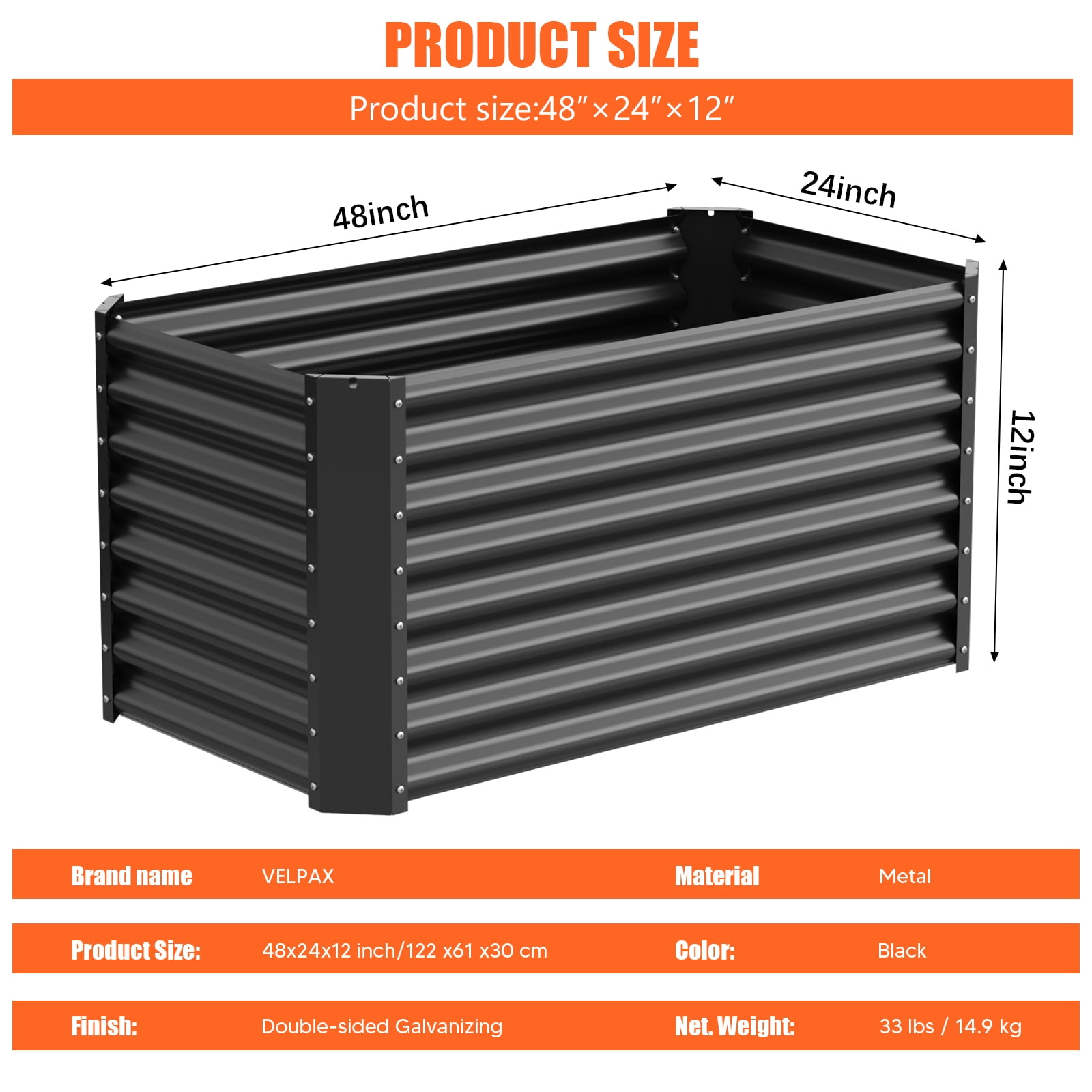 2PCS Galvanized Raised Garden Bed 4×2×1ft, Large Outdoor Metal Planter Box with 60 Gal Soil Capacity, Garden Bed Kit for Vegetables, Fruits, Flowers & Herbs