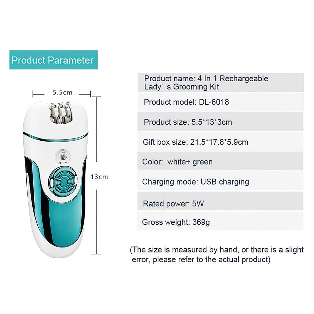 WEISIPU 4 in 1 Cordless Epilator Hair Removal for Women Body Facial Hair Removal Shaver