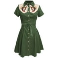 thumbnail image 1 of Icvfdpl Robes d'Été pour Femmes, Chemise Imprimée à Fleurs Western Vintage Boutonnée Style Rétro Robes Midi Confortables Robe Florale pour Femmes,m, 1 of 3
