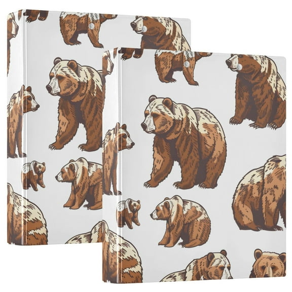 Cute Brown Bears Hardcover 3 Ring Binder 1.5” Round Rings Letter Size Paper Pockets for School Office Supplies